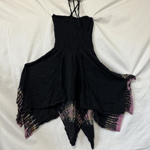 Black Handkerchief Twirly Women’s Summer Halter Vacation Dress